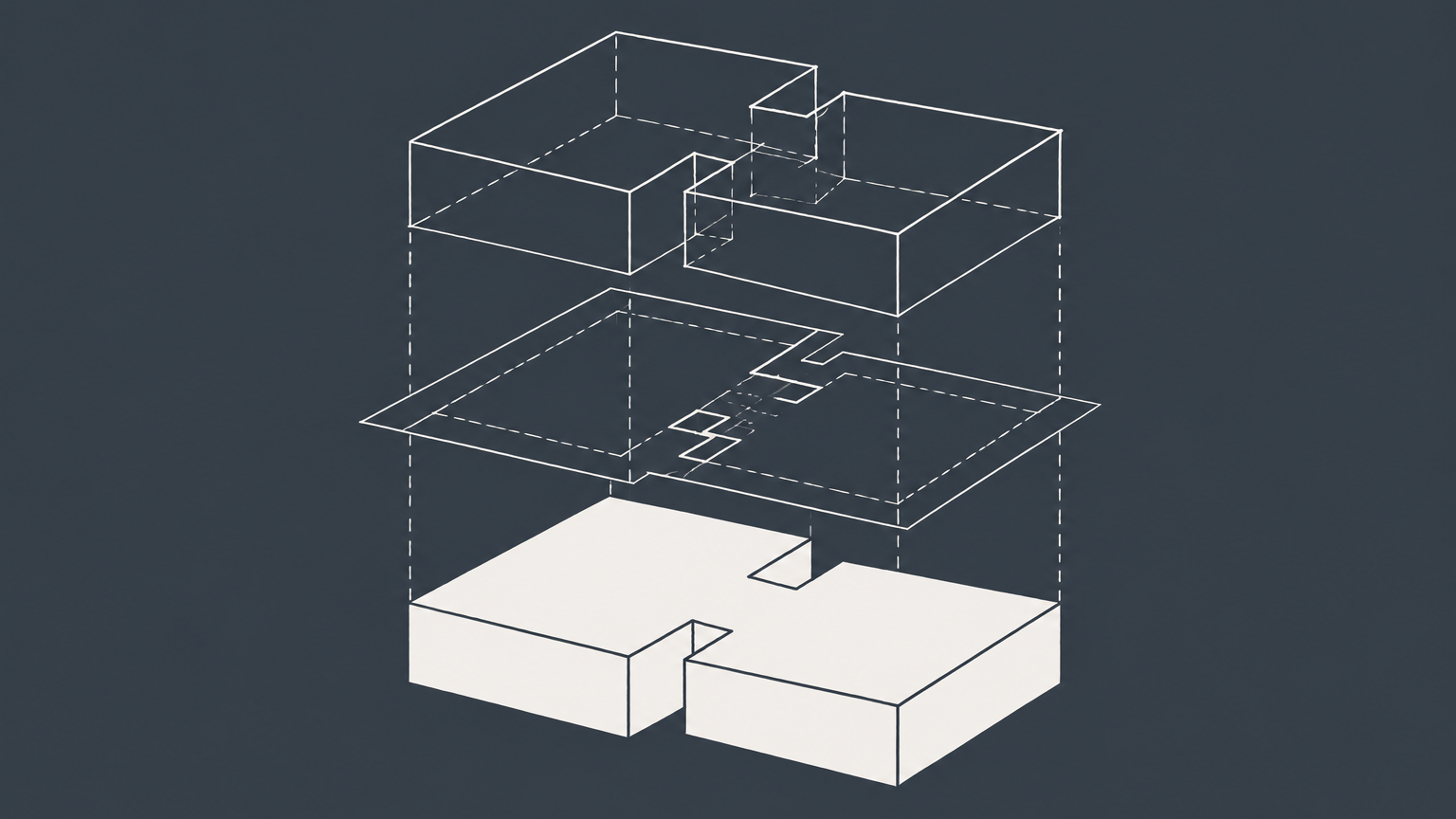 Flat illustration of layered partnership blueprints and interlocking business blocks representing the Uniform Partnership Act and its revisions.