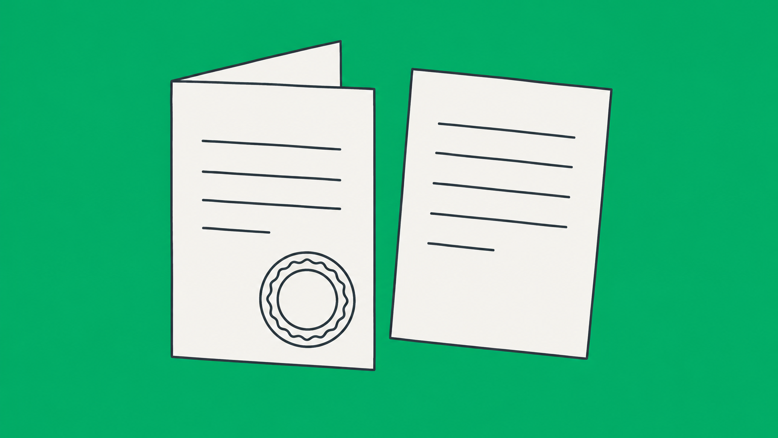 Flat illustration of a sealed contract beside branching consideration and deadline symbols representing a contract under seal.