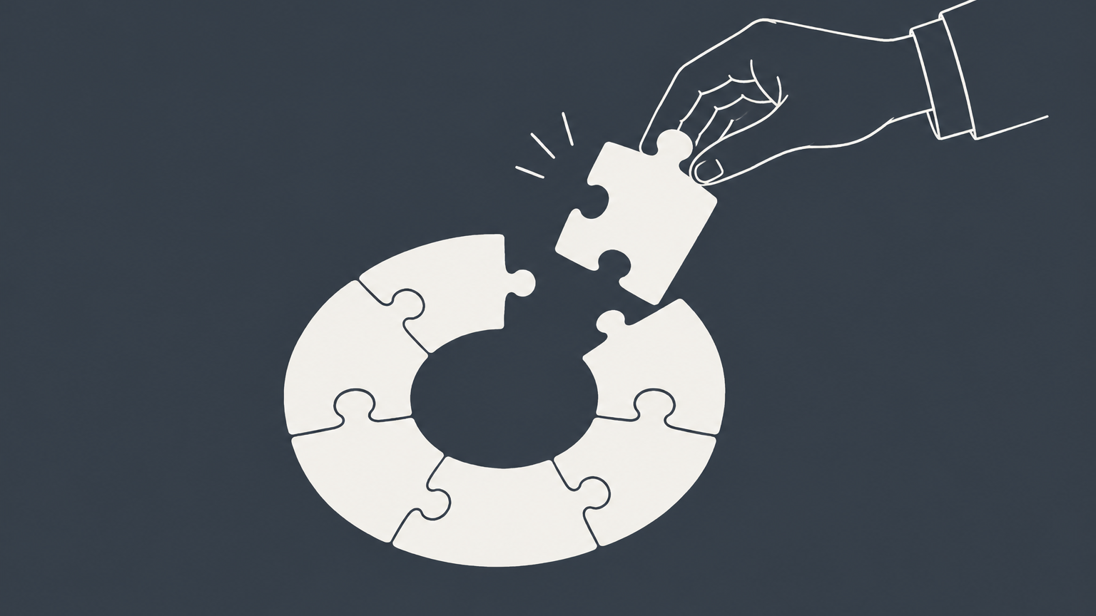 Flat illustration of one puzzle piece being removed from an intact business ring to represent how to remove yourself from an LLC.