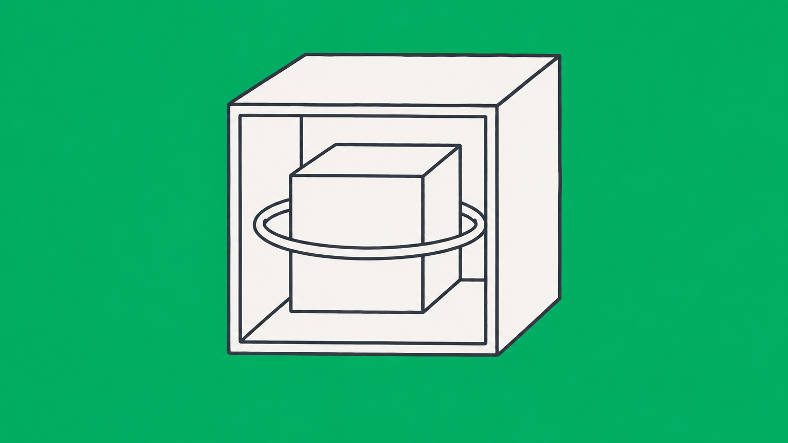 Flat illustration of a large nesting box fully enclosing a smaller box to represent one S corp owning another S corp through a QSub structure.