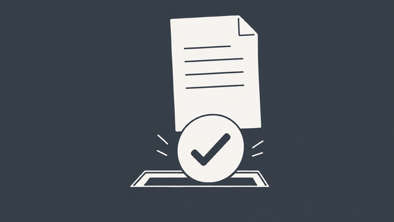 Flat illustration of a checkmark-shaped token fitting into an offer sheet to represent the definition of acceptance in law.