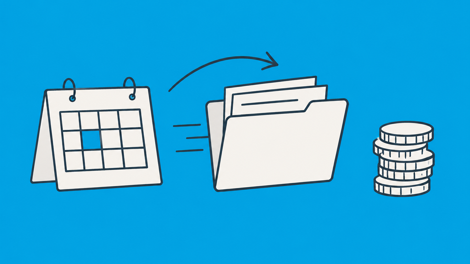 Flat illustration of a calendar, tax-return folder, and separate payment coins showing the California Form 568 due date and filing extension distinction.
