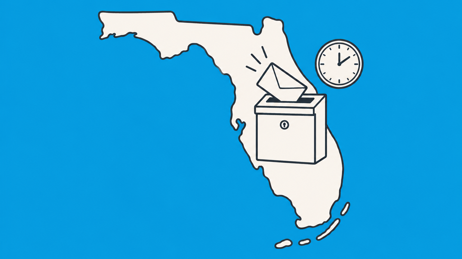 Flat illustration of a secured office mailbox in Florida receiving an official envelope, representing Florida registered agent service.