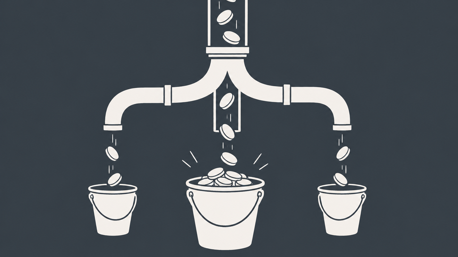 Flat illustration of coins flowing through a priority distribution system to represent a preferred return.