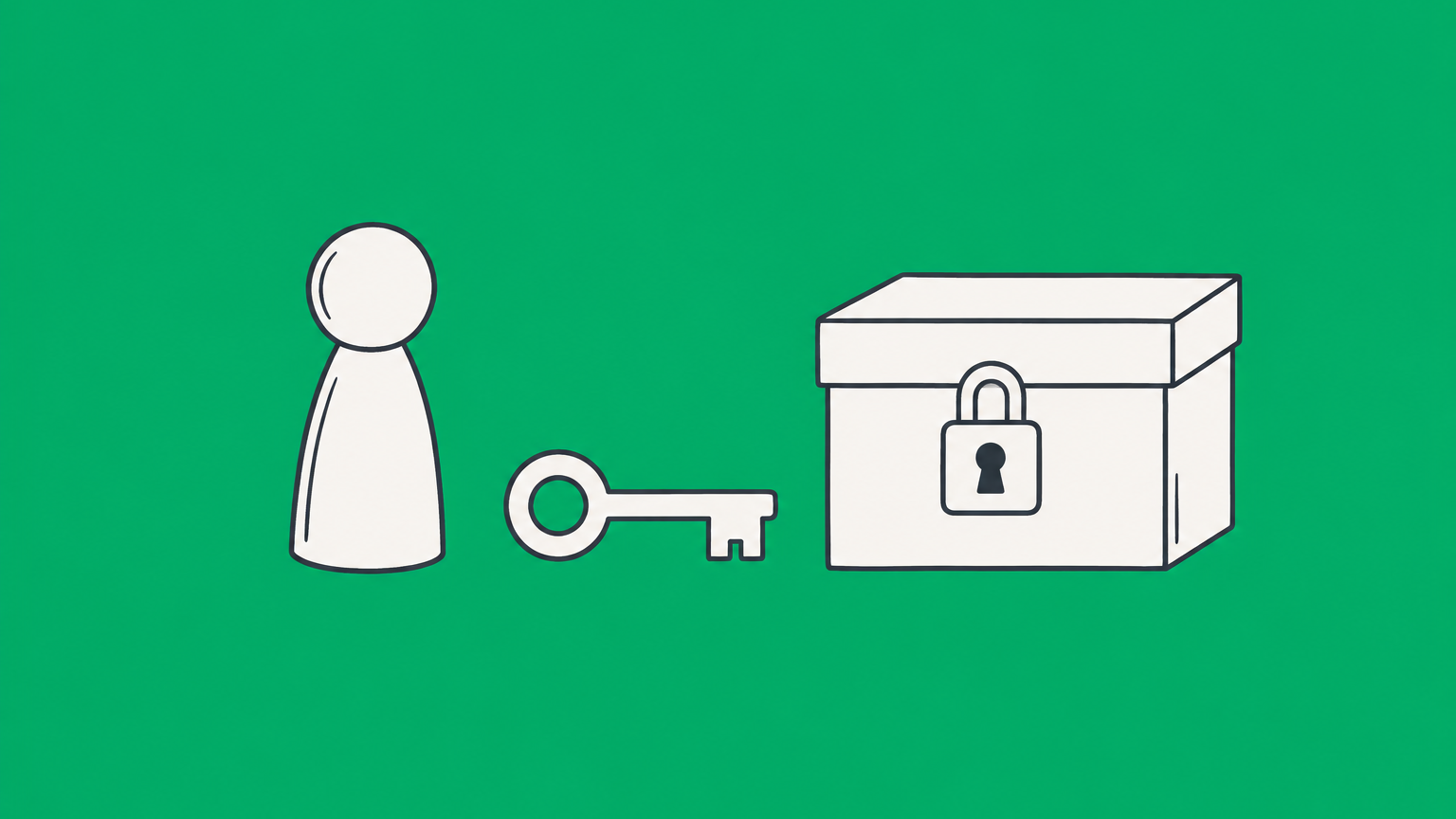 Flat illustration of a wooden peg beside a separate locked document box representing the meaning of an individual entity.