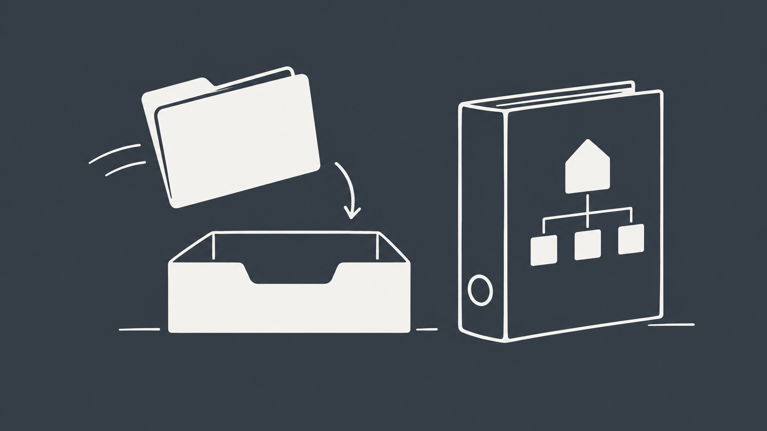 Flat illustration of a state filing folder beside an internal ring binder representing articles of organization vs operating agreement.