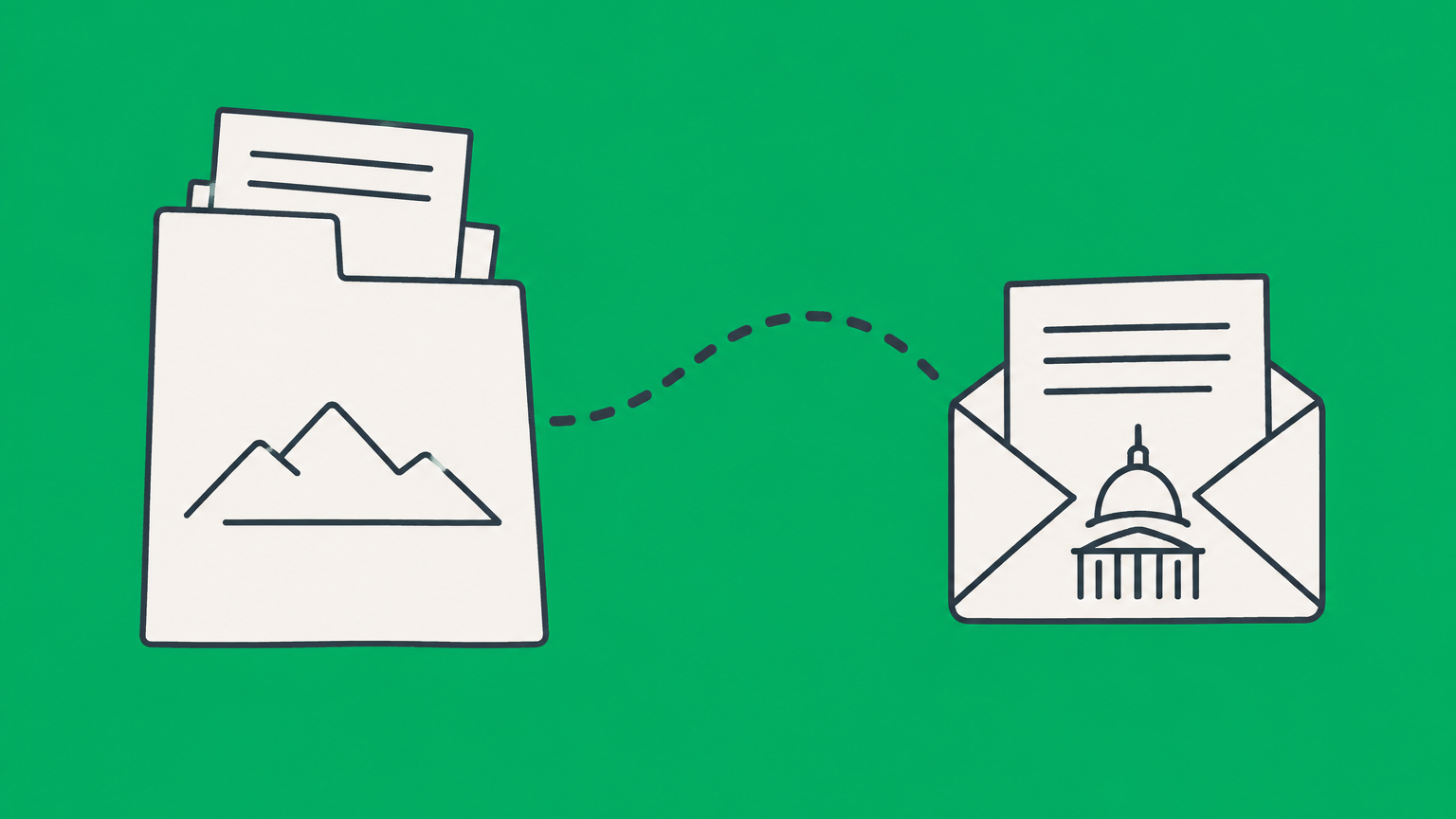 Flat illustration of a Utah-shaped business folder connected to a federal tax-election envelope for starting an S corp in Utah.