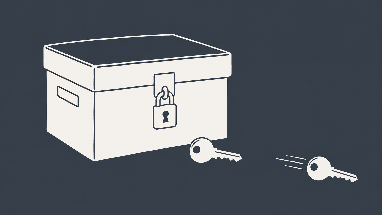 Flat illustration of a business file box changing from two ownership keys to one, representing a multi-member LLC to single-member LLC conversion.