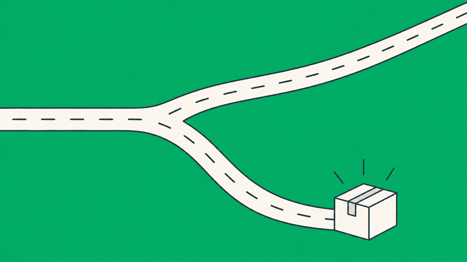 Flat illustration of two branching business paths representing partnership at will and particular partnership.