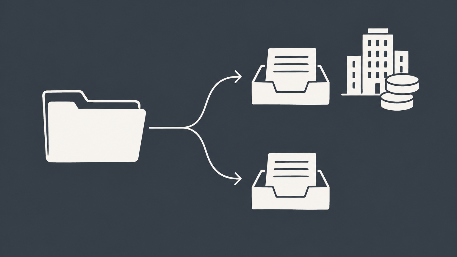 Flat illustration of an LLC folder routed through a corporate tax path with two layers of payments, representing an LLC taxed as a C corp.