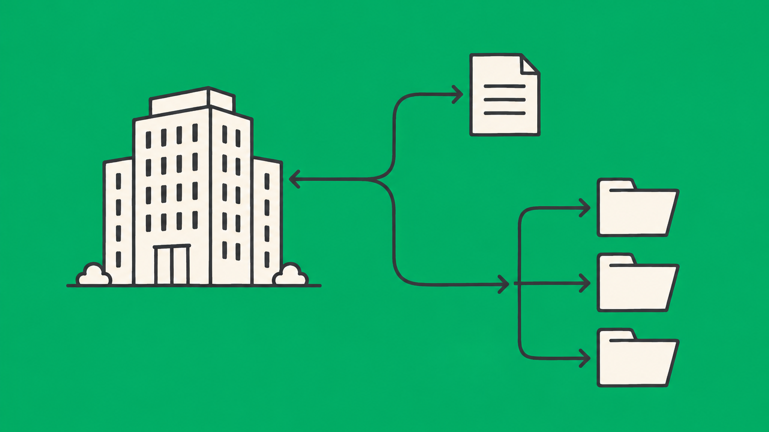 Flat illustration of a corporation building switching between two tax-reporting paths to represent converting a C corp to an S corp.