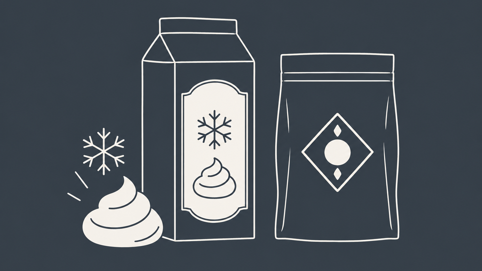 Flat illustration of product packages contrasting a feature-based label with a distinctive emblem to represent descriptive trademarks.