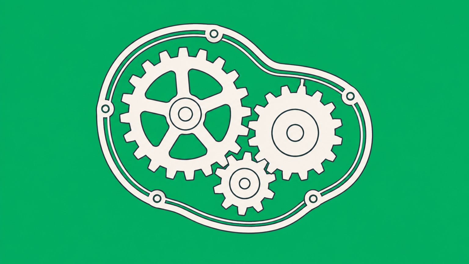 Flat illustration of nested boundaries around mechanical components representing broad and narrow patent claims.