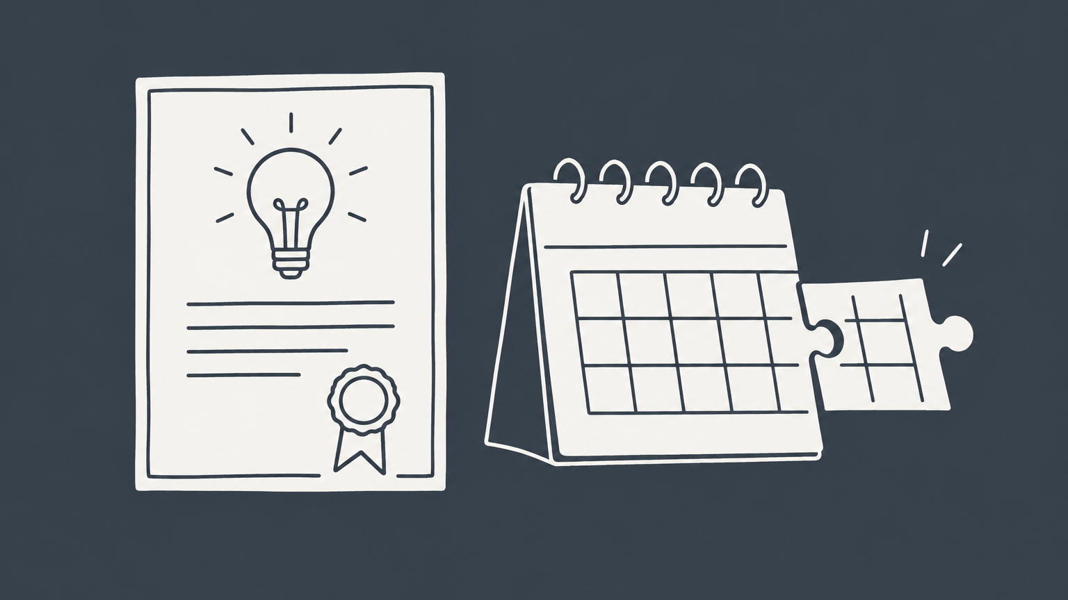 Flat illustration of a patent document beside a calendar with an added puzzle-piece day representing patent term adjustment.